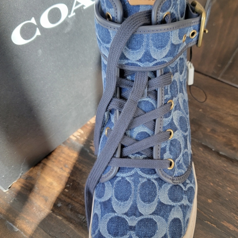 Coach Blue Patterned High-Top Boots - Picture 2 of 3